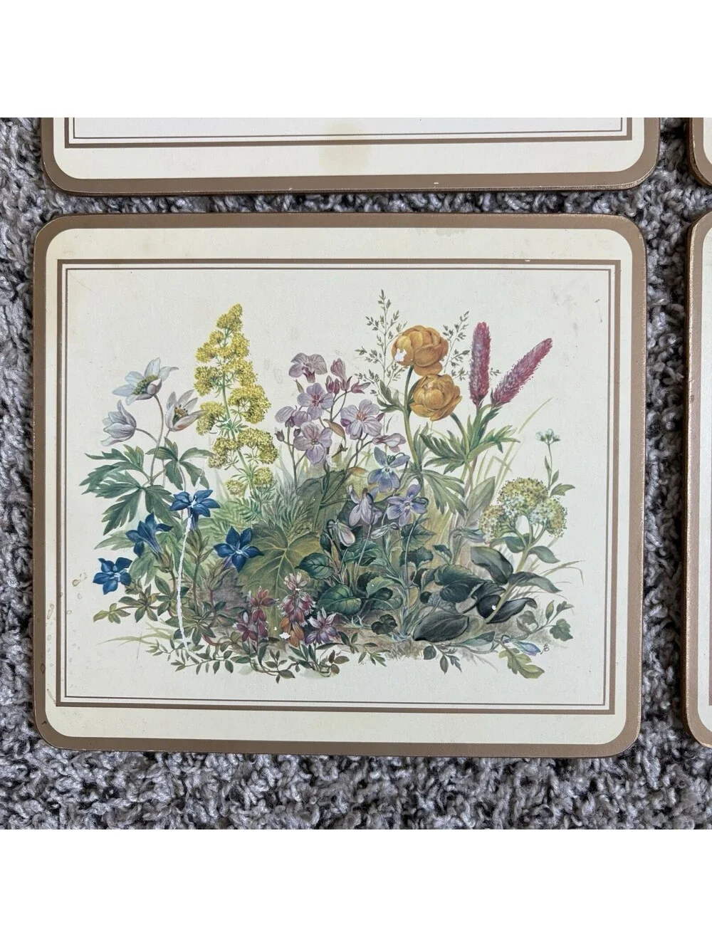 Vintage Pimpernel Wildflowers Cork Back Placemats Set Of 4 Made England Boho